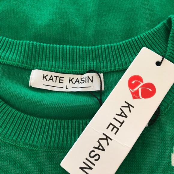 Christmas Kate Kasin Reindeer Bodycon Ugly Sweater Dress Size L Green Red - Picture 4 of 5